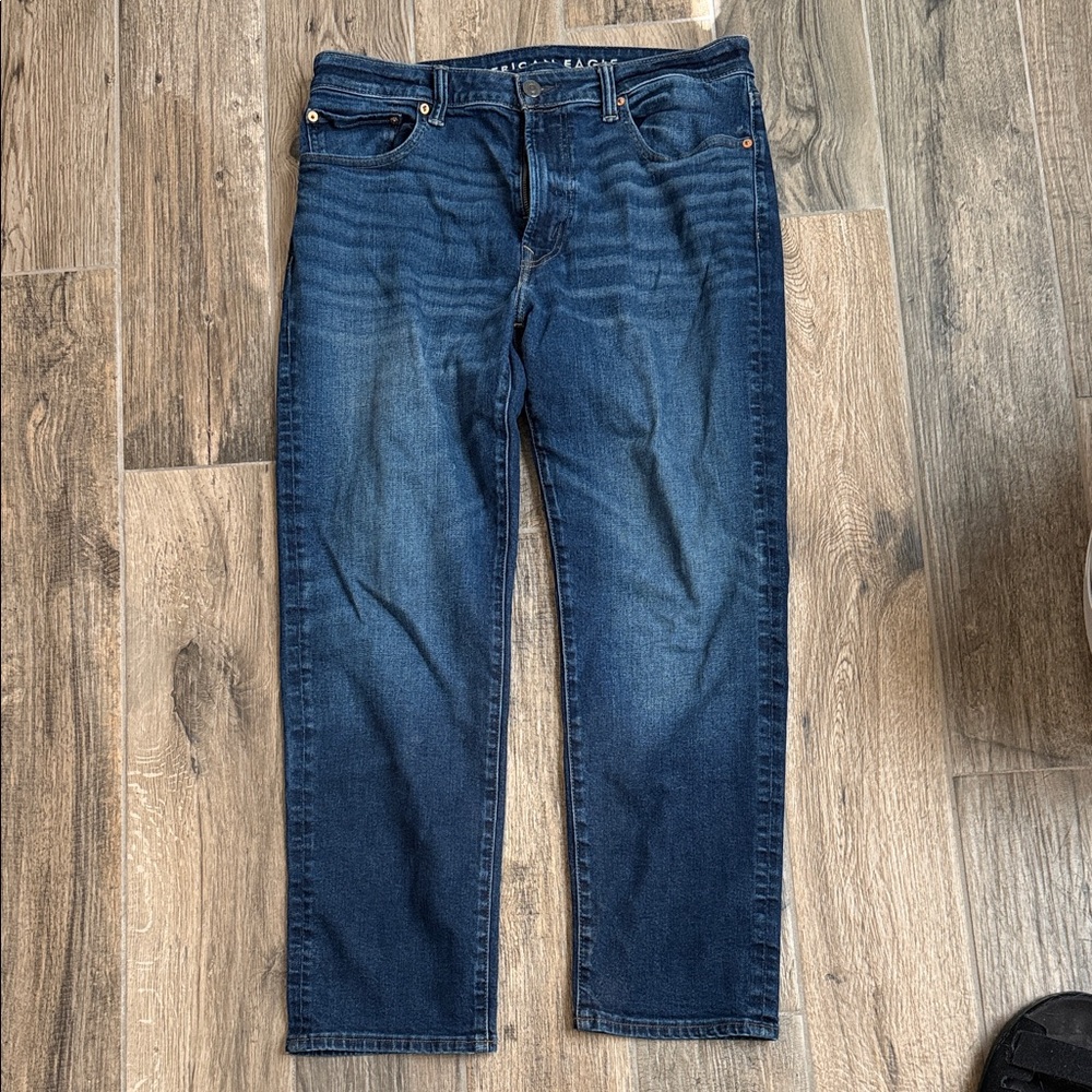 American Eagle Outfitters Dark Blue Athletic Straight Jeans